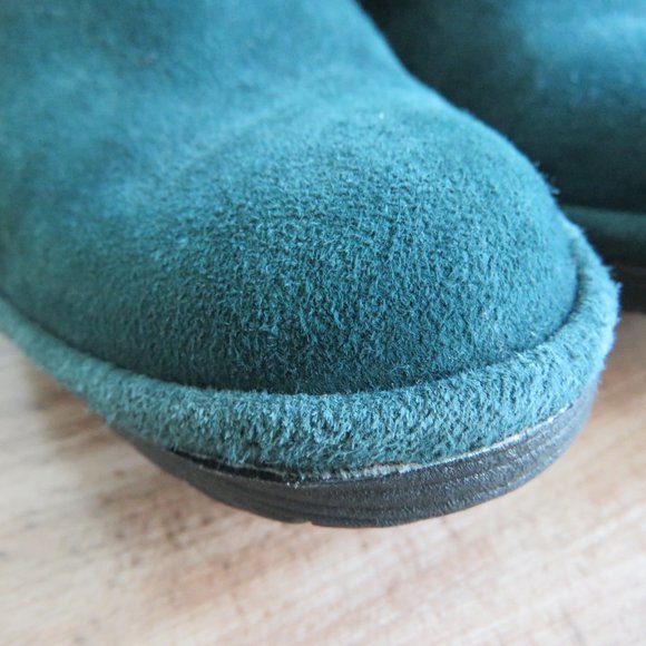 FLY LONDON Perz Suede Leather Ankle Wedge Buckle Boots Dark Petrol Size US 7.5/8 - Picture 5 of 16